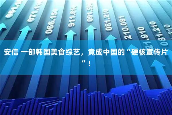 安信 一部韩国美食综艺，竟成中国的“硬核宣传片”！