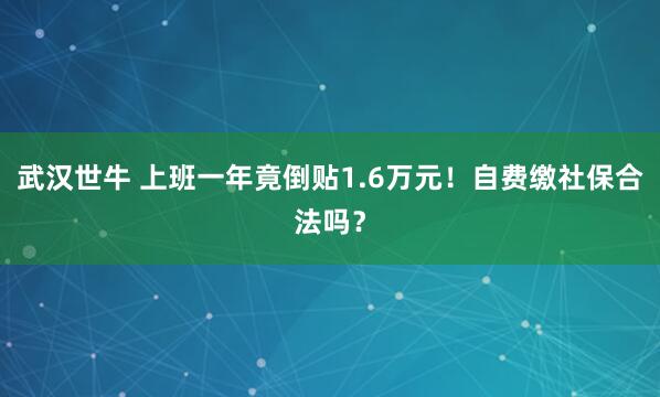 武汉世牛 上班一年竟倒贴1.6万元！自费缴社保合法吗？